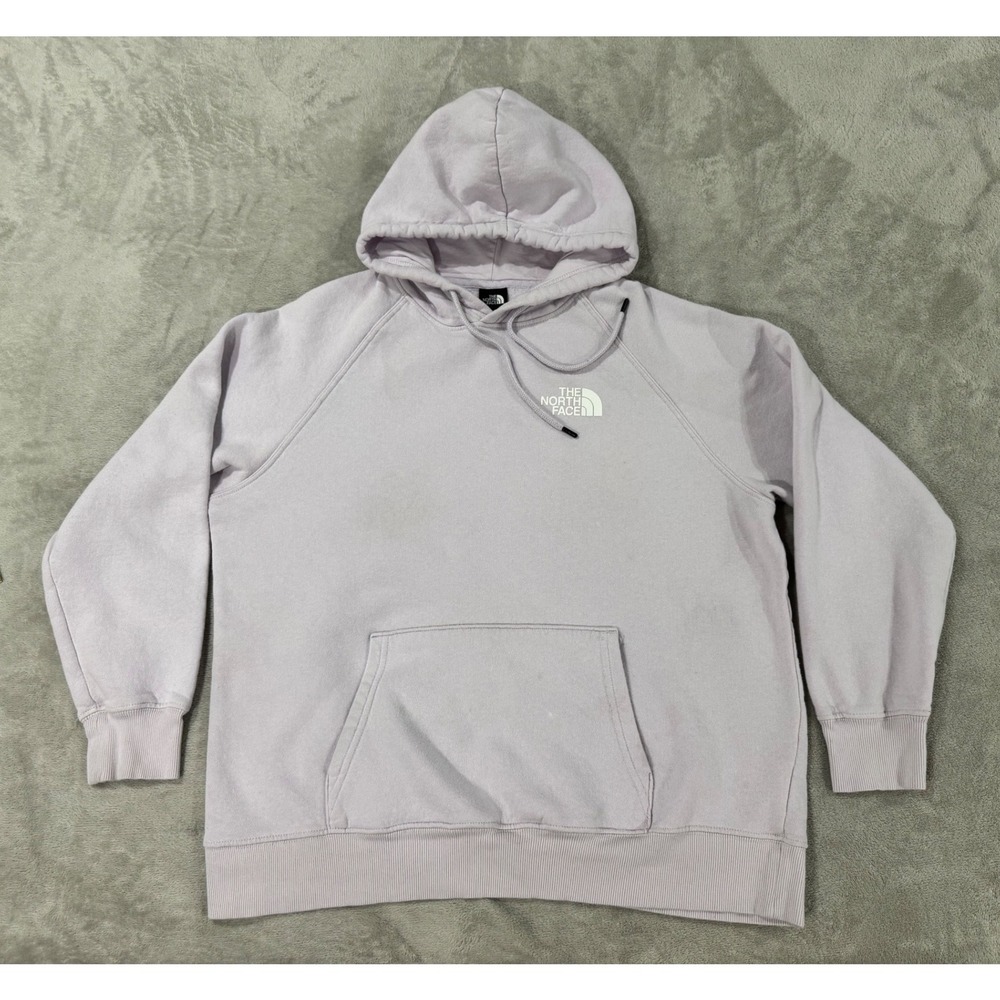 The North Face Womens XL Lavender Purple Box Logo Hoodie Never Stop Exploring